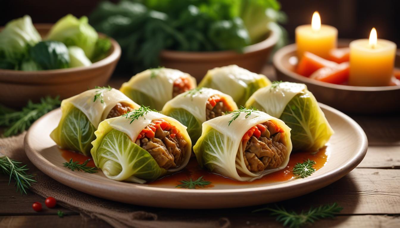 Kışın Sımsıcak Sebzeli Glutensiz Lahana Sarması
